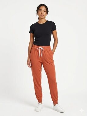 Women's Rust Orange Drawstring Joggers - Casual Track Pants